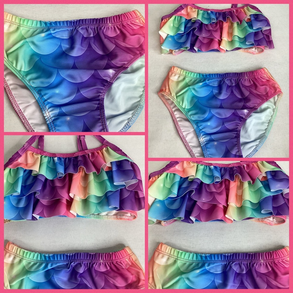 Colorful Ruffled girls Bikini Set.37 - Picture 3 of 4